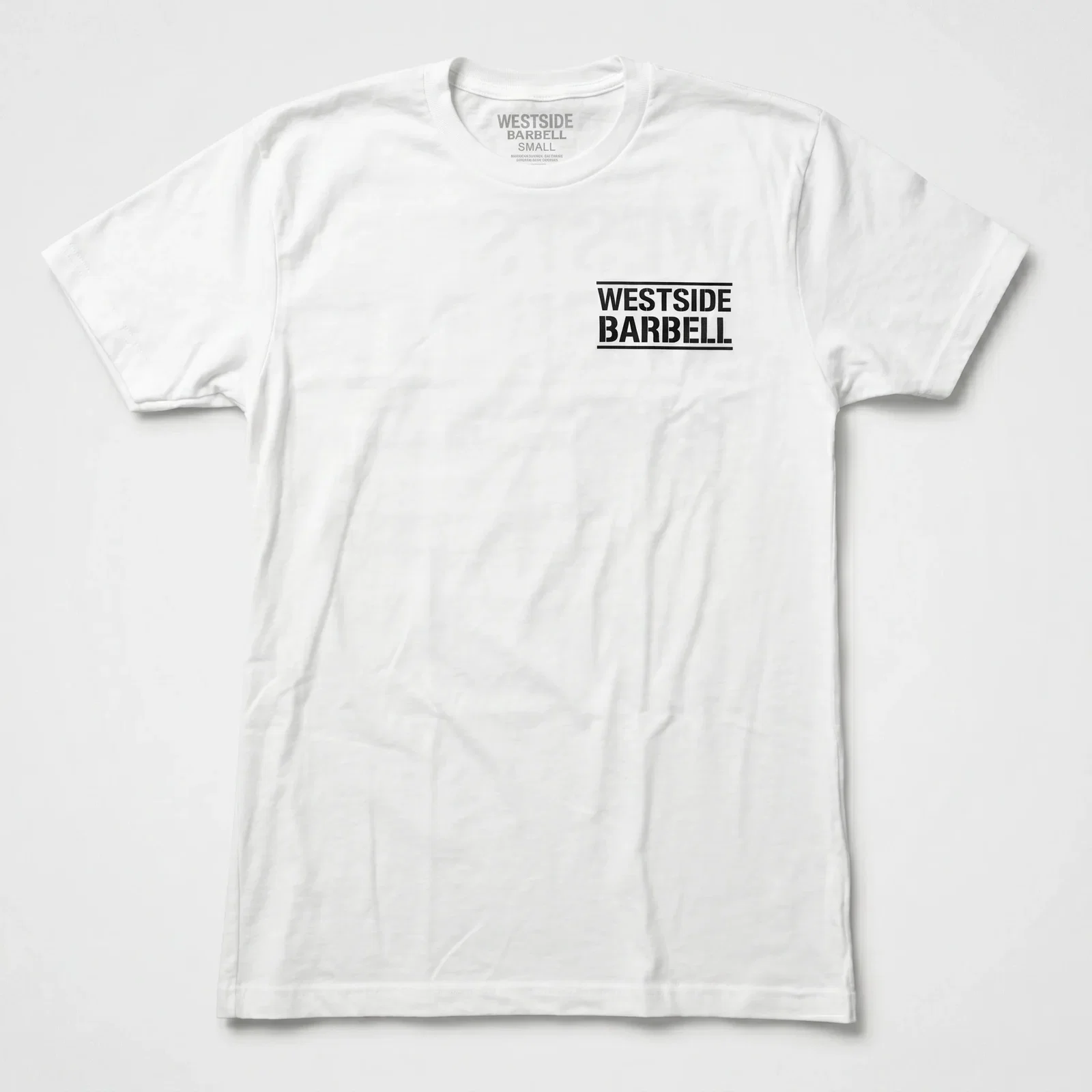 Front of the white Westside Barbell Fourth of July tee with the Westside Barbell logo on the left chest