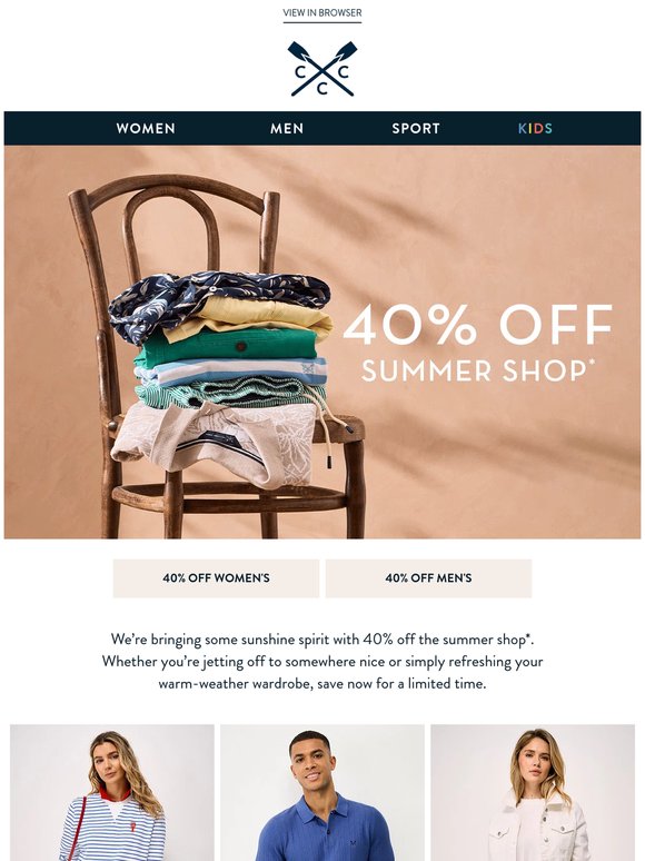 Jet, set, go: 40% OFF summer shop ✈️