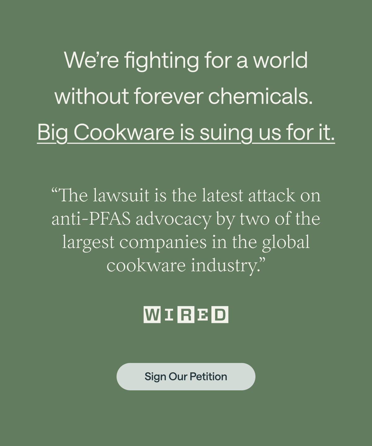 Big Cookware is suing us for it. | Sign Our Petition