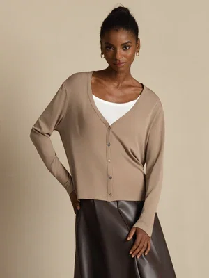 Image of Clearance - 100% Mulberry Silk Women's V-Neck Long Sleeve Basic Cardigan