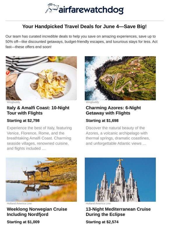 Europe, the Tropics & Beyond — Big Savings on Guided Tours, Cruises & All-Inclusives