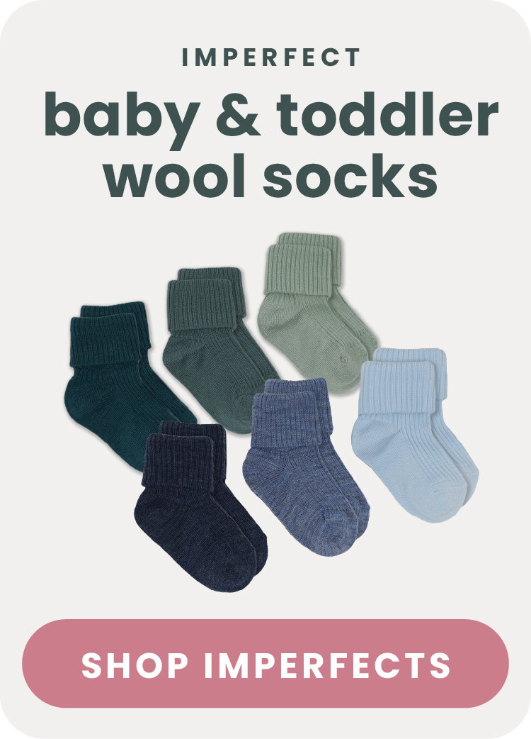 Imperfect baby & toddler wool socks. Shop Imperfects.