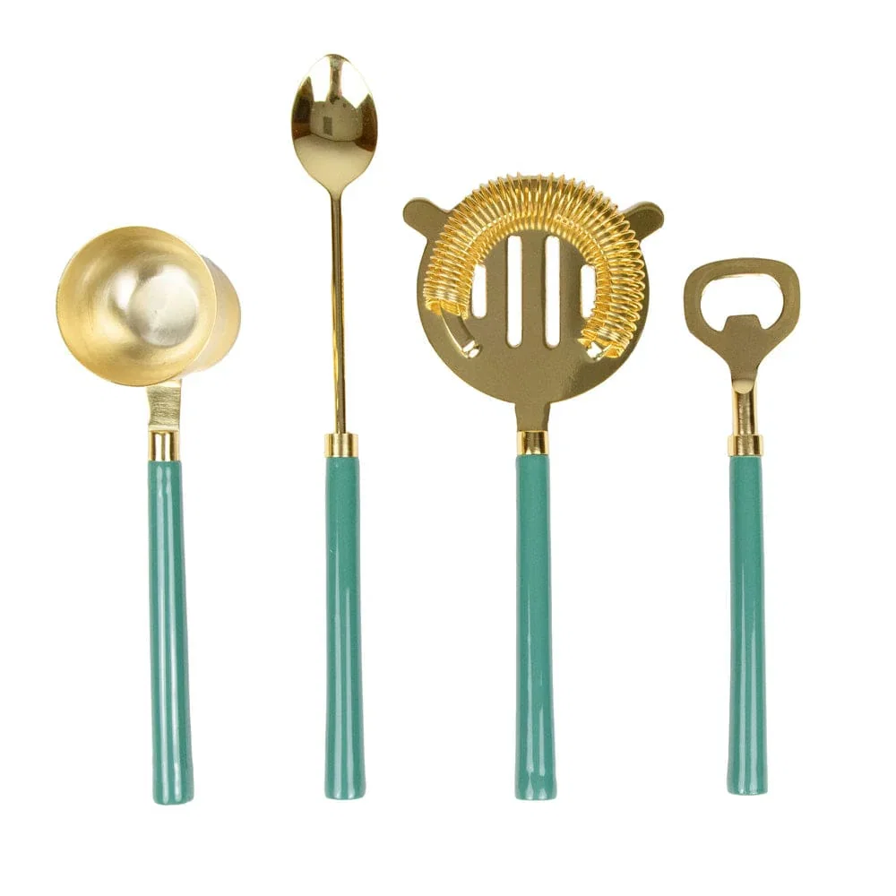 Image of Turquoise & Shiny Brass Bar Tool Sets