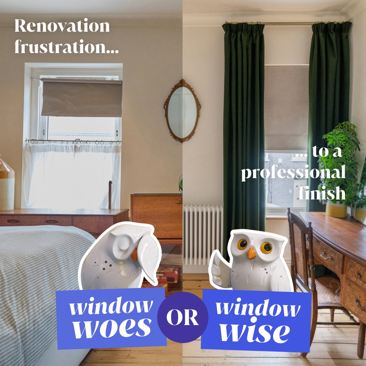  Layered curtains and Roman blinds 