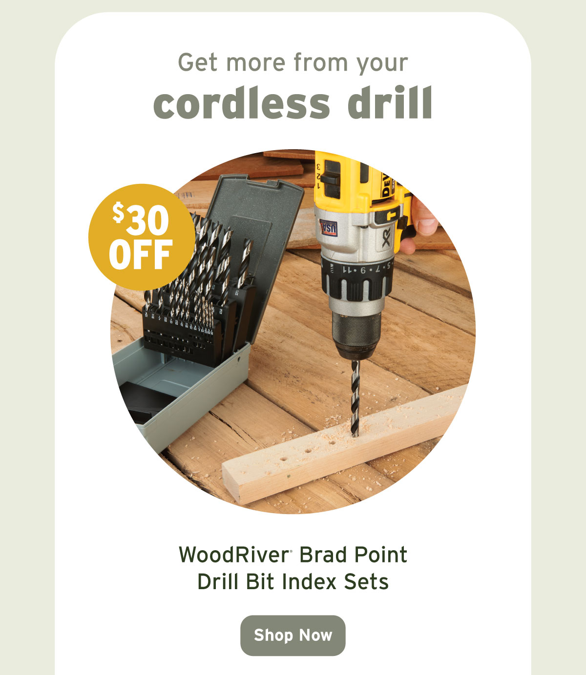 WoodRiver Brad Point Drill Bit Index Set