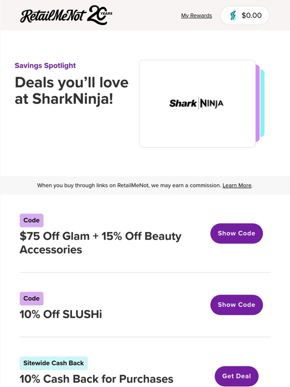 🥘 SharkNinja: $75 Off Glam + 10% Cash Back & More!