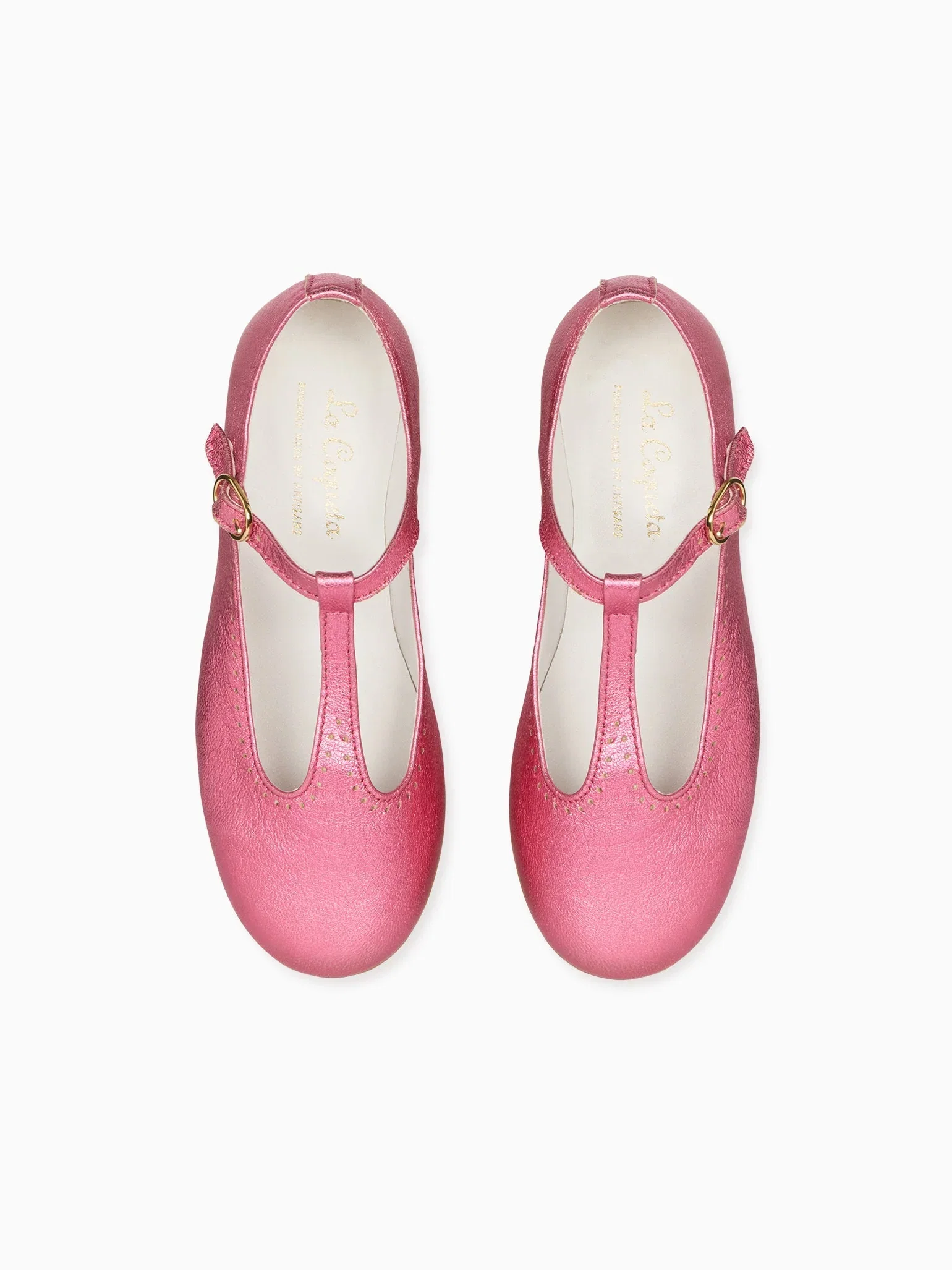 Image of Metallic Pink Girl T-Bar Shoes
