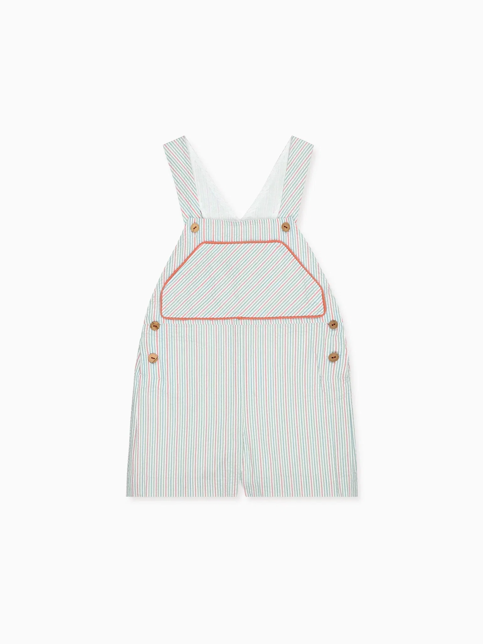 Image of Coral Stripe Ringo Baby Dungarees