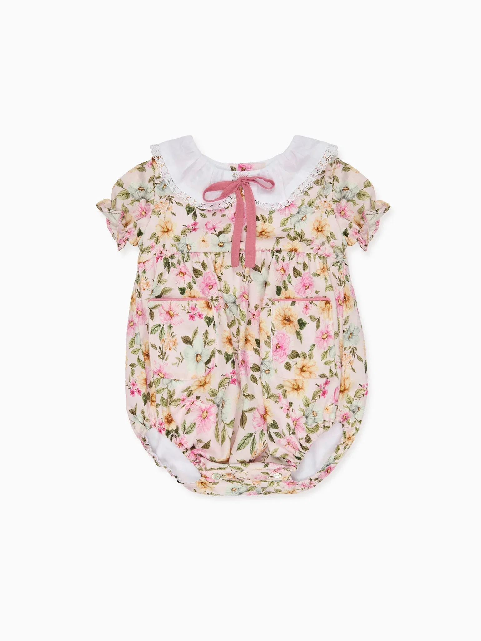 Image of Light Pink Floral Izara Baby Girl Romper