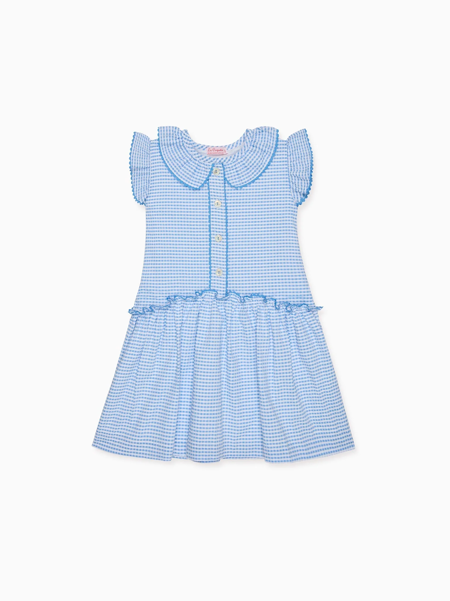 Image of Blue Gingham Fabiola Girl Drop Waist Dress