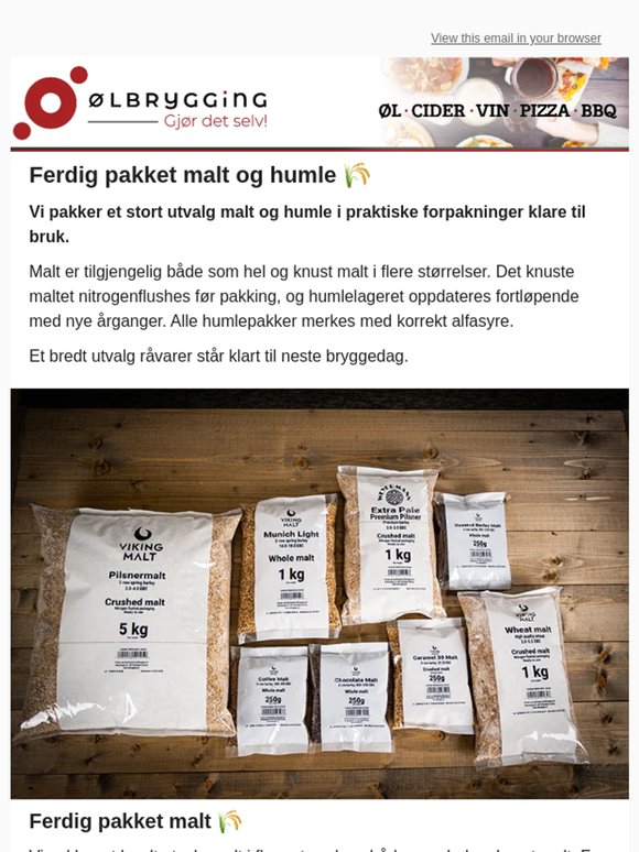 Ferdig pakket malt og humle 🌾🌿