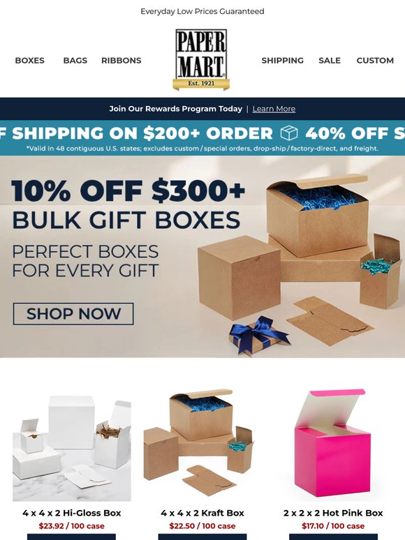 Ships Same Day: Bulk Gift Boxes in Stock Now