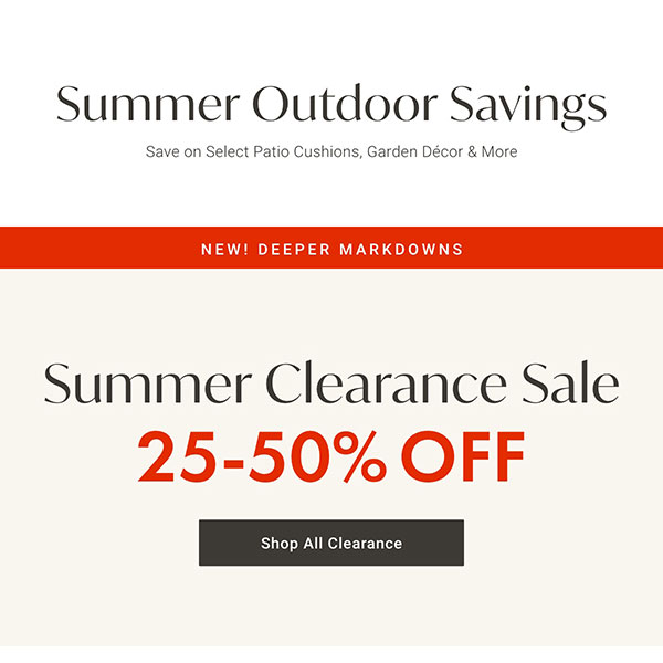 Summer Outdoor Savings - Summer Clearance Sale - 25-50% OFF - Shop All Clearance