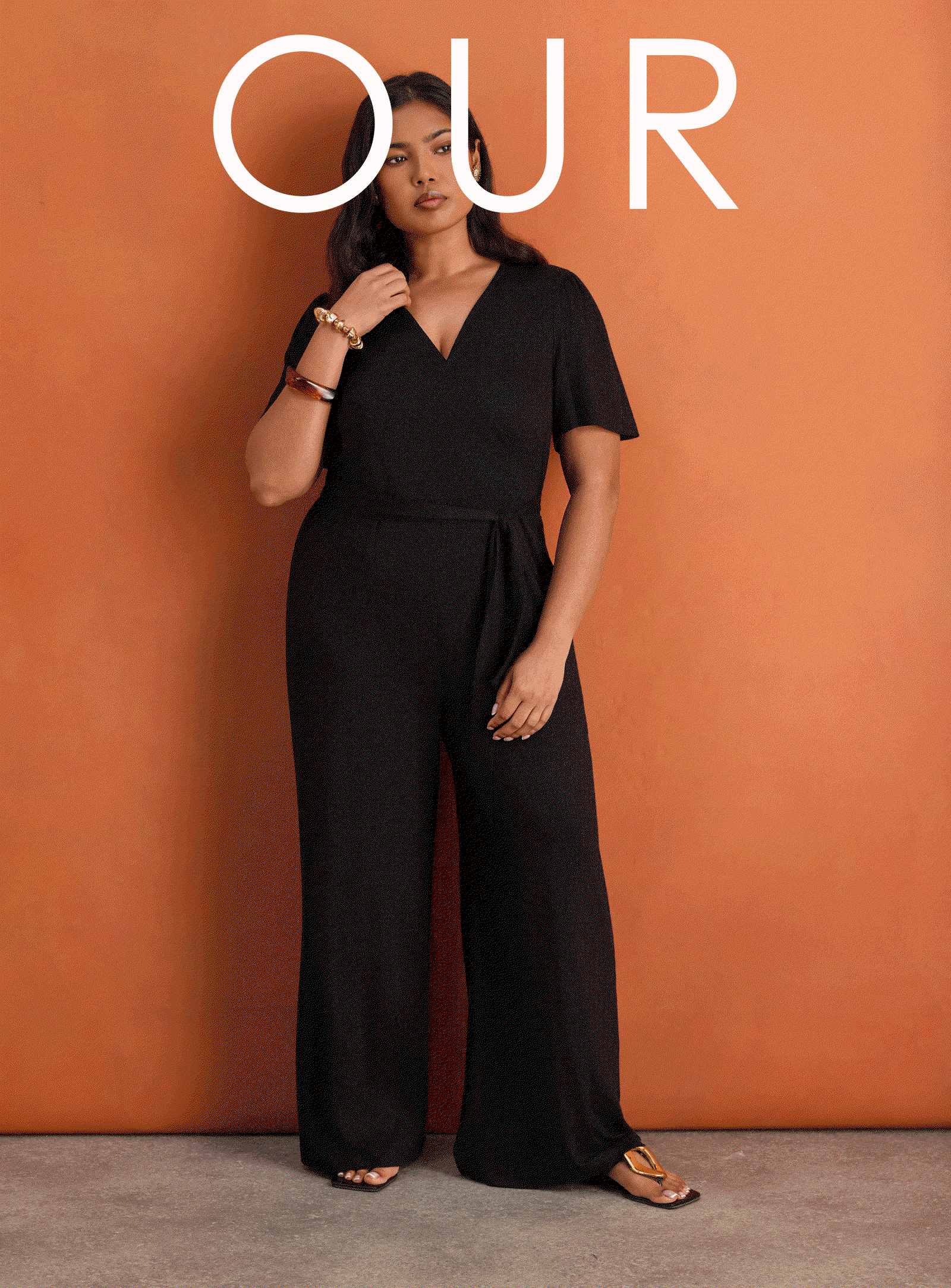 Black V Neck Wrap Flutter Sleeve Jersey Jumpsuit