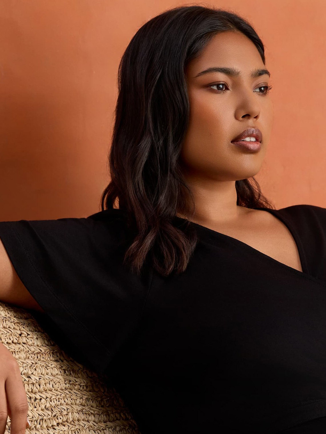 Black V Neck Wrap Flutter Sleeve Jersey Jumpsuit