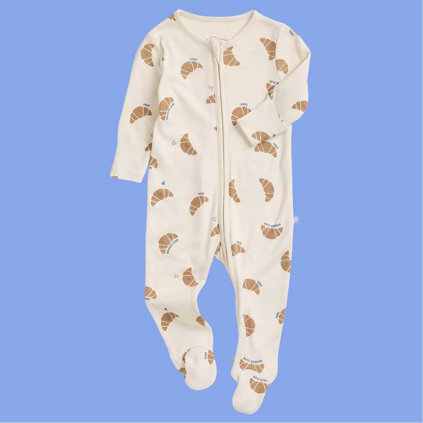 Clever Zip Sleepsuit - Petit Croissant Print