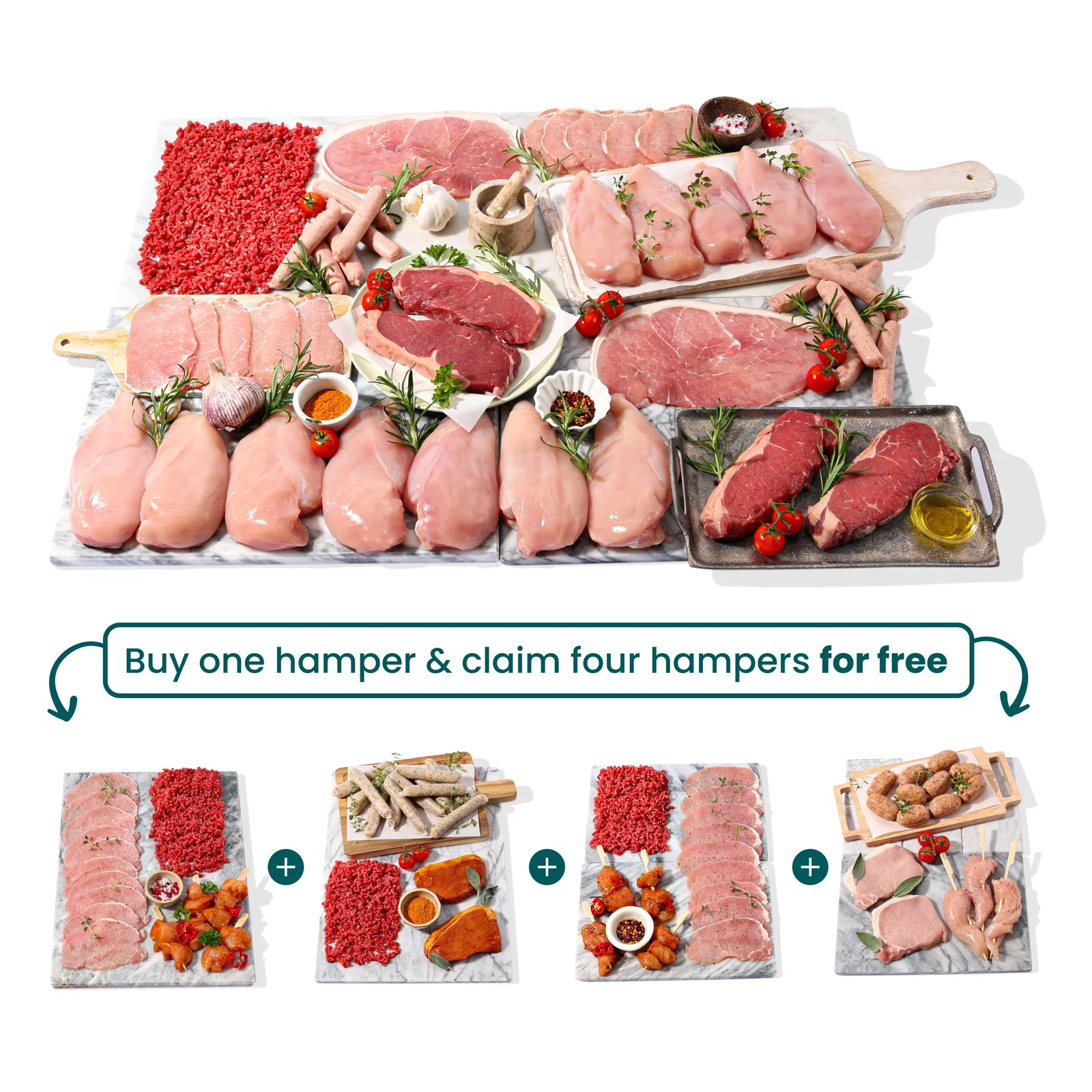 Image of Buy 1 hamper & claim 4 hampers free