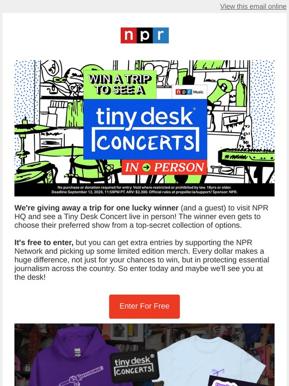 Win a trip to see a Tiny Desk Concert! ✈️