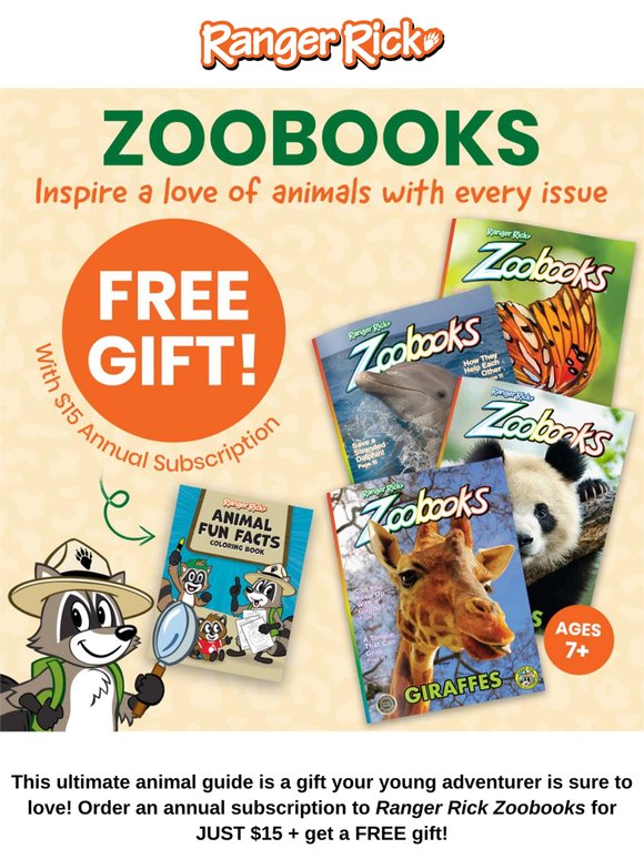 🐼 Give Ranger Rick Zoobooks for ONLY $15 🐘