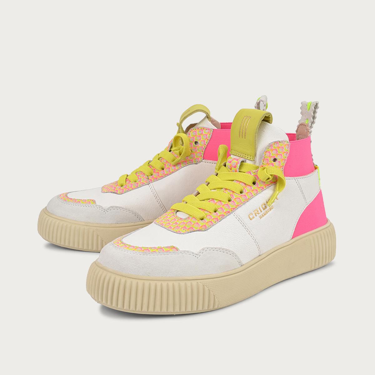 REBEKA Weiss Pink Extra Leichter Sneaker aus Leder mit EASY-IN und Wechselfußbett
