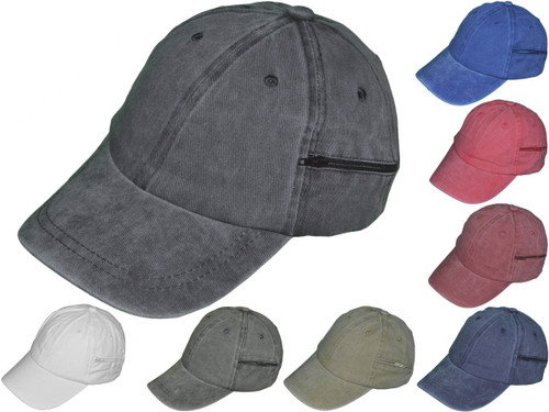 Blank Dad Hats with Zipper Pocket - BK Caps Unisex Brushed Cotton Pigment Dyed Polo Unstructured Low Profile Baseball Hats - 5208