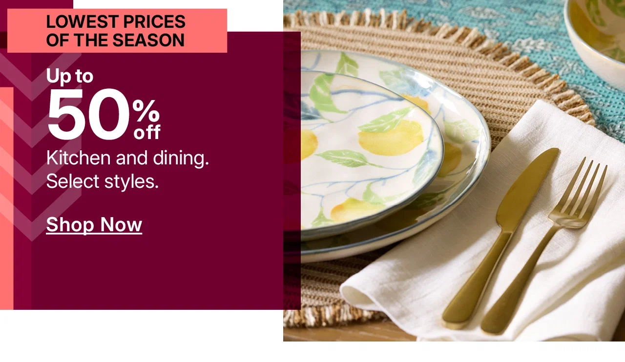 up to 50% off kitchen and dining