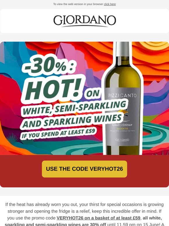 Hot! 30% off white, semi-sparkling and sparkling wines: discover the code