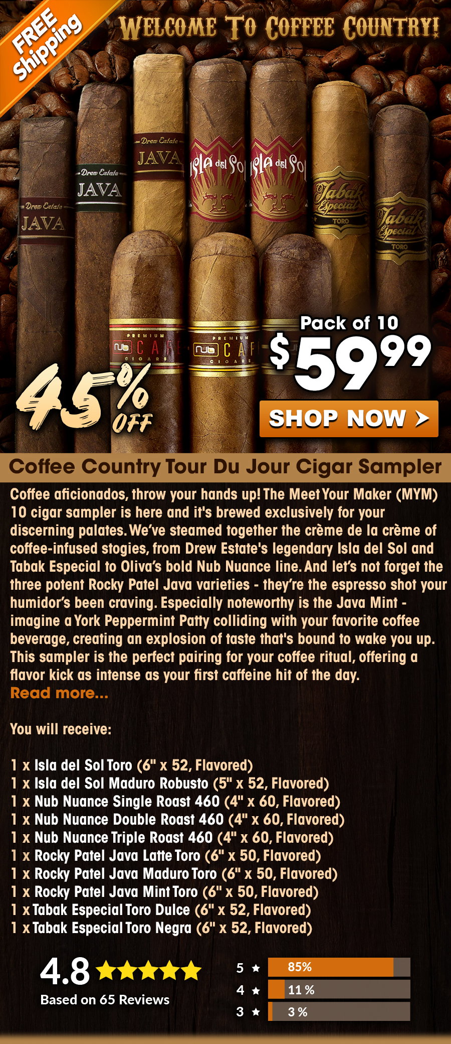 MYM - Coffee Country Tour Du Jour Cigar Sampler