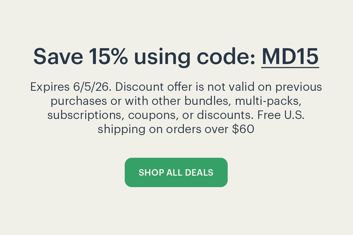 Save 15% using code: MD15