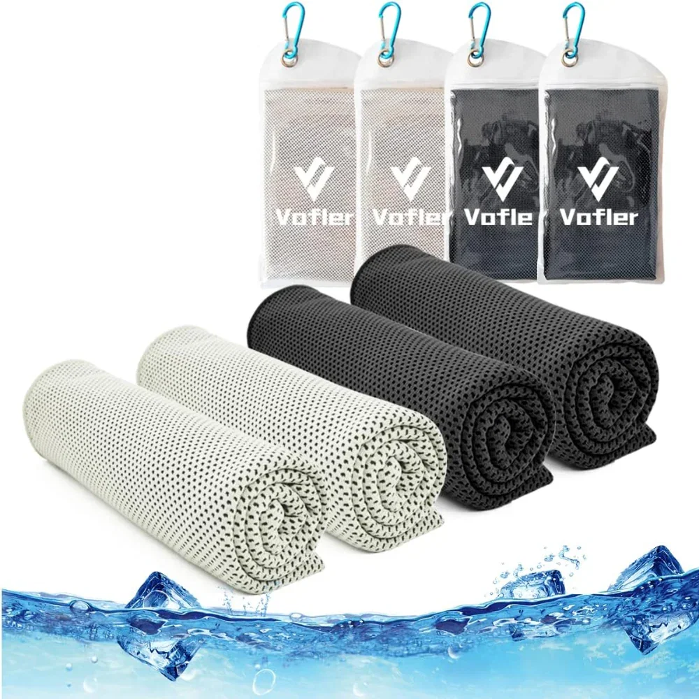 4-Pack Cooling Towels – Neck Wrap & Head Band – Microfiber Quick Dry for Sports Outdoor Use