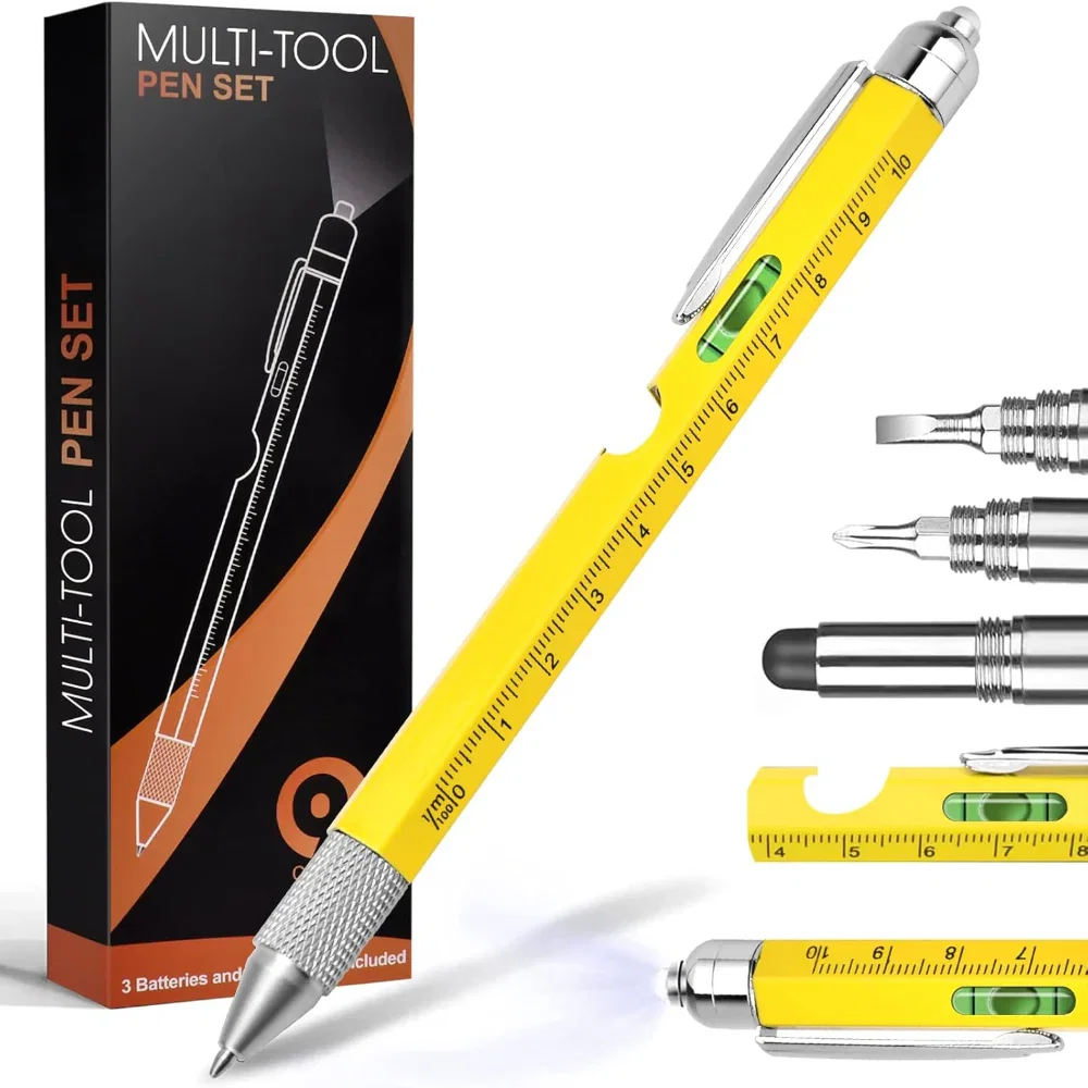 9-in-1 Multitool Pen – Multifunction Pocket Tool Use – Writing & Everyday Utility Tool – Includes Screwdriver, Stylus & Compact EDC Gadget