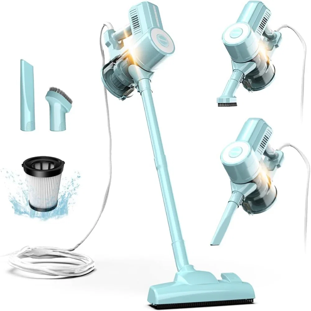 Corded Stick Vacuum Cleaner – 450W 2-in-1 Handheld Use – Lightweight Bagless Design with HEPA Filter – Large Dust Capacity, 20ft Cable – Ideal for Home & Dorm Room Cleaning