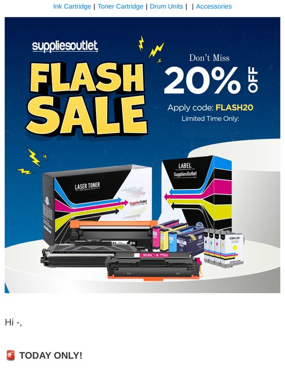 ⚡ TODAY ONLY: 20% OFF Compatible Ink & Toner