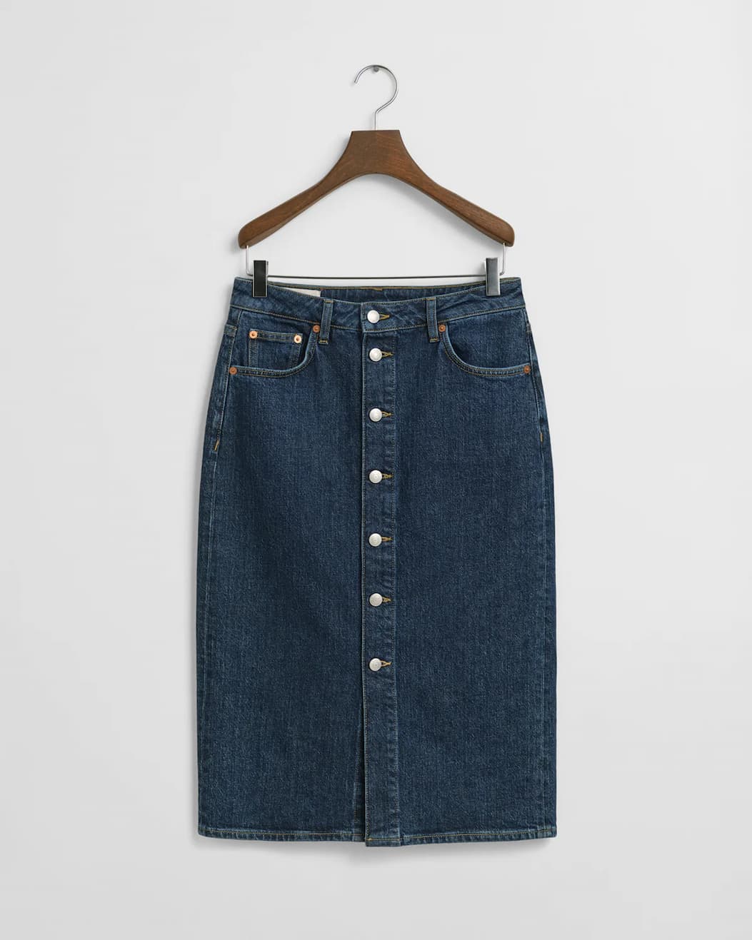 Buttoned Midi Denim Skirt