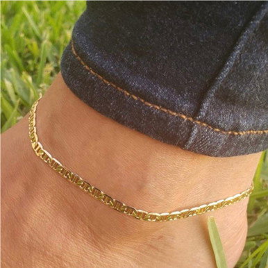 14K White or Yellow Gold-Plated Anklet