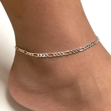 Silver Figaro Anklet 