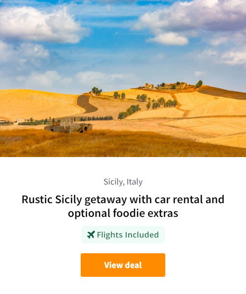 Rustic Sicily getaway with car rental and optional foodie extras