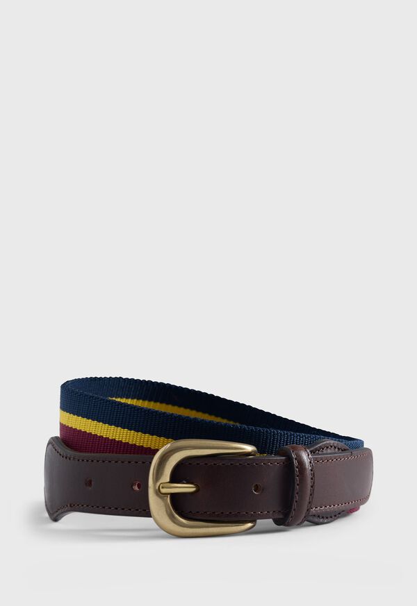 Image of STRIPED BELT WITH LEATHER TRIM