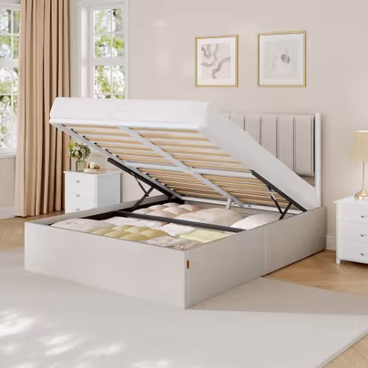 VASAGLE Double Bed Frame - Cappuccino | Grey - King (£123.24),...