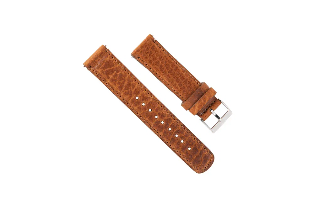 Image of Genuine Bison Brown Leather Watch Band, Made in USA