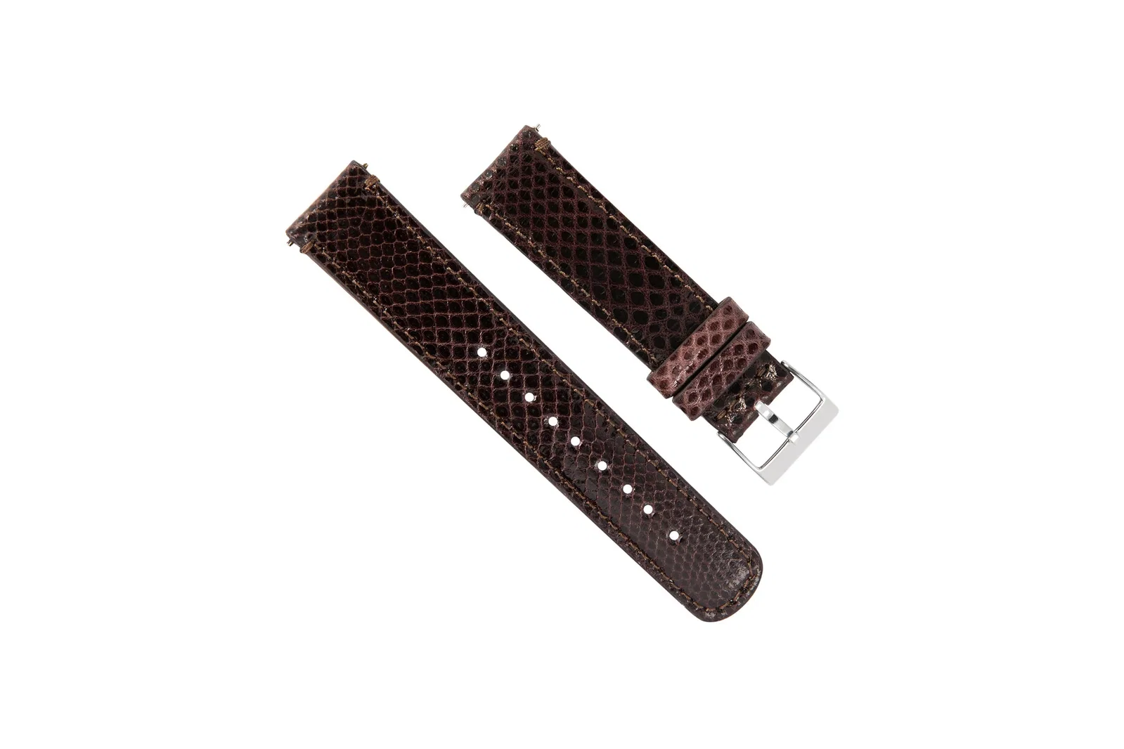 Image of Genuine Snakeskin Brown Leather Watch Band, Crafted in the USA