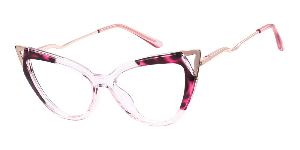 Meadow cat-eye glasses in purple — product photo with gold accents