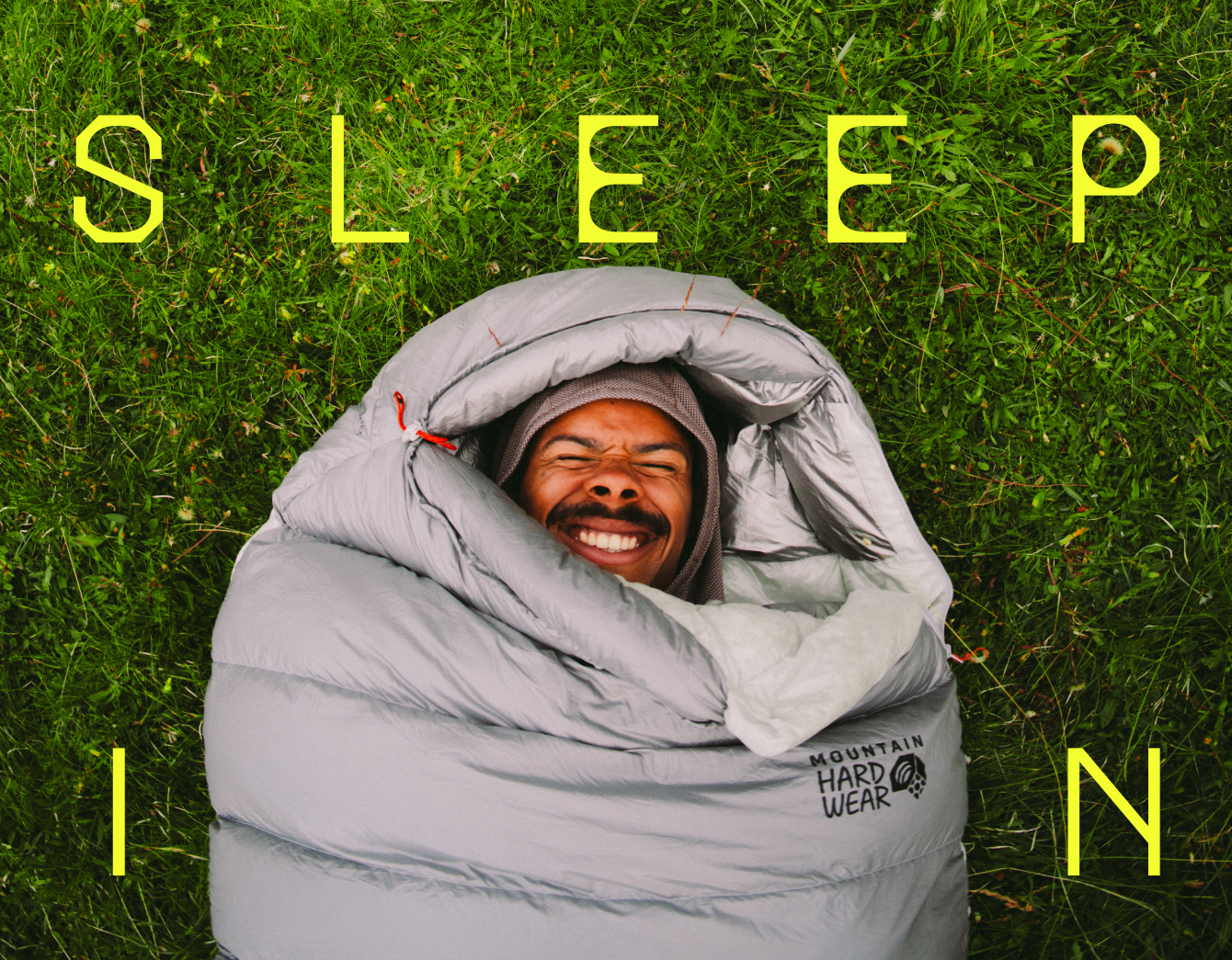 SLEEP IN / A camper snuggled in the Ghoul™ sleeping bag.