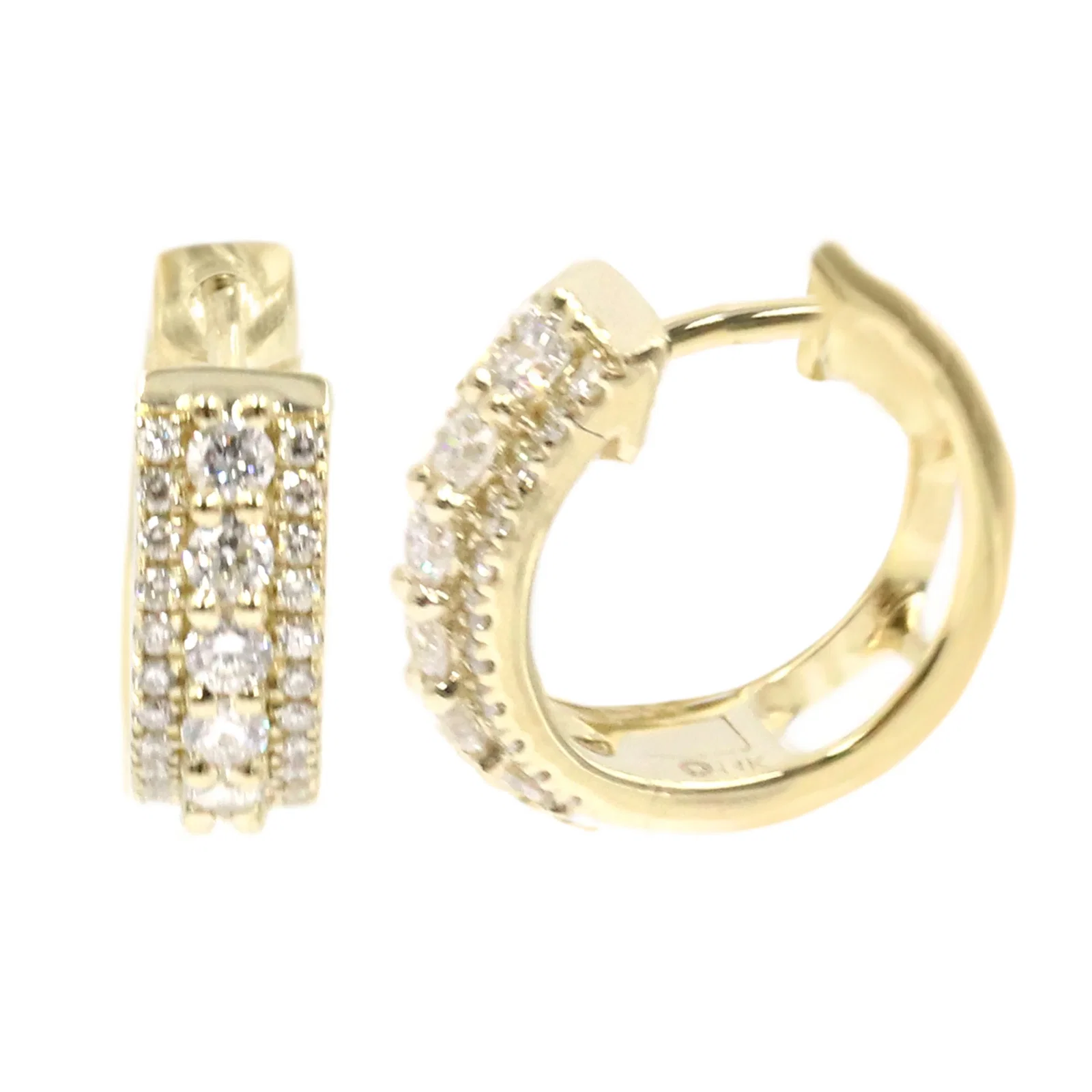 Image of Gilded Lane 14K Gold 0.48ctw Diamond Border Huggie Hoop Earrings