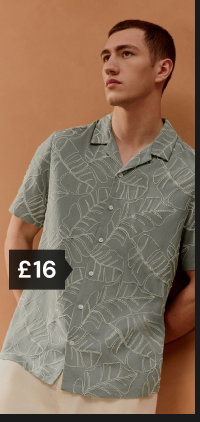 Leaf embroidered short sleeve shirt £16.