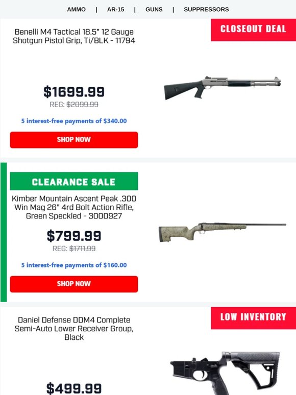$1699.99 Benelli M4 Tactical 12GA Shotguns!