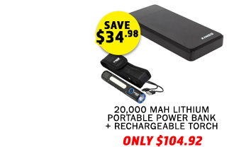 20000 mAH Lithium Portable Power Bank + Rechargeable Torch