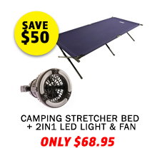 Camping Stretcher Bed + 2in1 LED Light & Fan