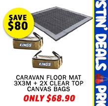 Outdoor Mat 3x3m + 2x Clear Top Canvas Bag