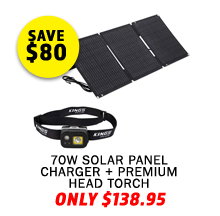 70W Solar Panel Charger + Premium Head Torch